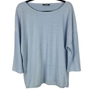 Olsen Clara Casual Minimalist Relaxed Fit Light Blue Striped Top Size M/L